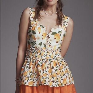 FARM Rio Citrus Blossom Scalloped Tank Top